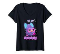 Donna Furby You Are Wonderful Adorable Purple Furby Maglietta con Collo a V