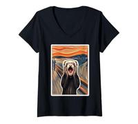 Donna Furetto Urlo Pittura Divertente Proprietario di Animali Che Urla Amante dell' Maglietta con Collo a V