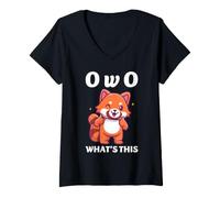 Donna Furry Fandom Wolf Fan Fursona Funny Reaction Wow Cos'è Questo Maglietta con Collo a V