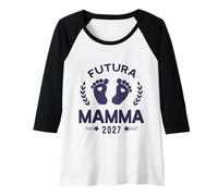 Donna Futura Mamma 2027 Bebè in Arrivo Maglia con Maniche Raglan