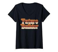 Donna Future Builder Retro Back To School Student Design Maglietta con Collo a V