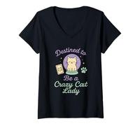 Donna Future Crazy Cat Lady Cute Feline Obsession Bizzarro Cat Life Maglietta con Collo a V