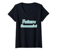 Donna Future Economist Finanza Denaro Tendenze di investimento Maglietta con Collo a V