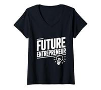 Donna Future Entrepreneur Dream Big Motivational Citazione Maglietta con Collo a V
