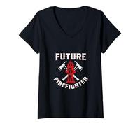 Donna Future Firefighter Heroes Of Tomorrow Soon Fireman Maglietta con Collo a V