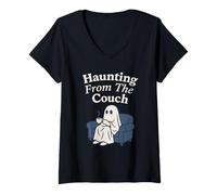 Donna Future Ghost Spooky e Triste Haunting in Progress Regalo Maglietta con Collo a V