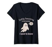 Donna Future Ghost Spooky e Triste Haunting in Progress Regalo Maglietta con Collo a V