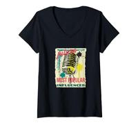 Donna Future Most Popular Influencer - Microfono Vintage retrò Maglietta con Collo a V