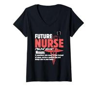 Donna Future Nurse Superhero Scrubs Medical Caregiver Definition Maglietta con Collo a V