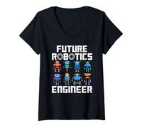 Donna Future Robotics Engineer Funny Robot Engineering Kids Maglietta con Collo a V