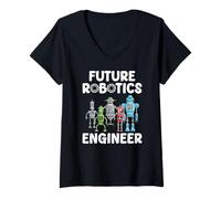 Donna Future Robotics Engineer Funny Robot Engineering Kids Maglietta con Collo a V