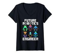 Donna Future Robotics Engineer Funny Robot Engineering Kids Maglietta con Collo a V
