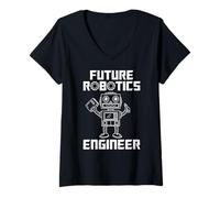 Donna Future Robotics Engineer Funny Robot Engineering Kids Maglietta con Collo a V