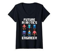 Donna Future Robotics Engineer Funny Robot Engineering Kids Maglietta con Collo a V