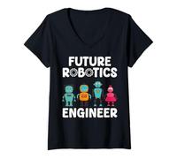 Donna Future Robotics Engineer Funny Robot Engineering Kids Maglietta con Collo a V