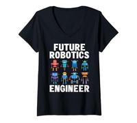 Donna Future Robotics Engineer Funny Robot Engineering Kids Maglietta con Collo a V