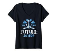 Donna Future Sailor Nautical Anchor Boating Sailing Maglietta con Collo a V
