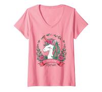 Donna Future Sposa Unicorno Divertente Matrimonio Coppia Team Gang Sposa Maglietta con Collo a V