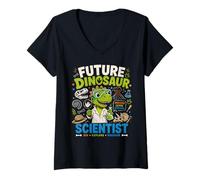 Donna Futuro Dinosaur Scienziato Volcano Explorer Bambini Maglietta con Collo a V