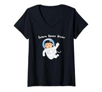 Donna Futuro Spazio Sorella ragazza astronauta bambini Maglietta con Collo a V