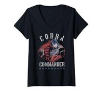 Donna G.I. Joe Cobra Commander Distressed Retro Cobra Logo Vintage Maglietta con Collo a V