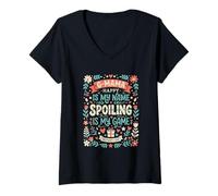 Donna G-Mama Spoiling Is My Game Funny Nonna Festa della Mamma Maglietta con Collo a V