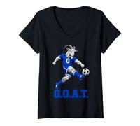 Donna G.O.A.T Greatest Soccer Player Funny Maglietta con Collo a V
