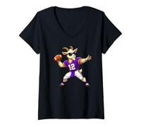 Donna G.O.A.T. Quarterback - Capra da Calcio Maglietta con Collo a V