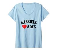 Donna Gabriele Loves Me Retro Name Maglietta con Collo a V