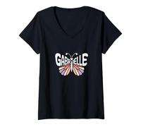 Donna Gabrielle Butterfly - Personalizzato Carino Nome Word Art Maglietta con Collo a V