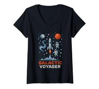Donna Galactic Voyager Space Explorer Astronomy Uomo Maglietta con Collo a V