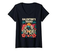 Donna Galentines Cuore Galentines Squad Cute Womans Squad Amore Maglietta con Collo a V