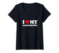 Donna Galgos Espanoles I Love My Galgo Español Cane Cuore Amore Maglietta con Collo a V