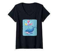 Donna Galleggiare via con questi palloncini balena per un look balena Maglietta con Collo a V