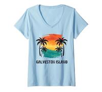 Donna Galveston Island Travel, Texas USA vacanze turistiche estive Maglietta con Collo a V