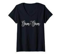 Donna Gam-Gam Love Heart Fun Gam-Gam Grandma Shirt Mom Mothers Day Maglietta con Collo a V