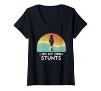 Donna Gamba Rotta I Do My Own Stunts Lesioni Guarisci Presto Braccio Mano Maglietta con Collo a V