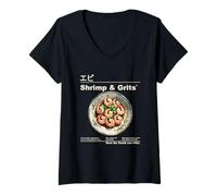 Donna Gamberi E Polenta: Il Meglio Che Il Sud Possa Offrire Maglietta con Collo a V