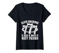 Donna Gambler Casinò Slot Machine Boys Best Friend Gambling Maglietta con Collo a V