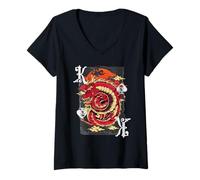 Donna Gambling Dragon King Spades :-: Funny Poker Player Design Maglietta con Collo a V