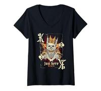 Donna Gambling King Spades :-: Funny Poker Player Skull Design Maglietta con Collo a V