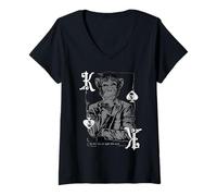 Donna Gambling Monkey King Spades :-: Funny Poker Player Design Maglietta con Collo a V