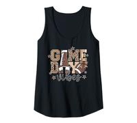 Donna Game Day Vibes Calcio Leopardo Stampa Camo Lettere Sport Canotta