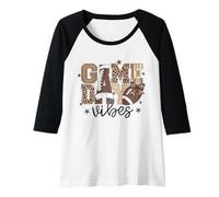 Donna Game Day Vibes Calcio Leopardo Stampa Camo Lettere Sport Maglia con Maniche Raglan