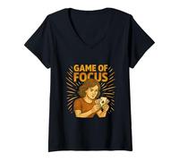 Donna Game of Focus - Strategia di mentalità del Poker Maglietta con Collo a V