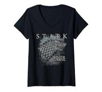 Donna Game of Thrones House Stark Motto Maglietta con Collo a V
