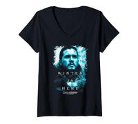 Donna Game of Thrones Jon Snow Winter is Here Maglietta con Collo a V