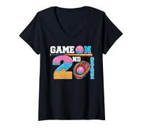 Donna Game On 2nd Grade Boy Baseball Ice Cream Drip Back to School Maglietta con Collo a V
