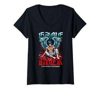 Donna Game Over It's Not The End Anime Fallen Angel Maglietta con Collo a V