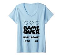 Donna Game Over Play Ancora Sì No Videogioco Player Console da gioco Maglietta con Collo a V